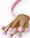 Pink headband for girls with gold crown and pom-poms Pink headband for girls with gold crown and pom-poms