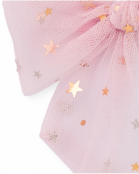 Pink tulle bow for girls with gold stars Pink tulle bow for girls with gold stars