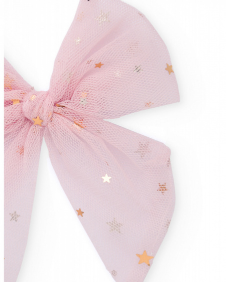 Pink tulle bow for girls with gold stars Pink tulle bow for girls with gold stars