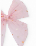 Pink tulle bow for girls with gold stars Pink tulle bow for girls with gold stars