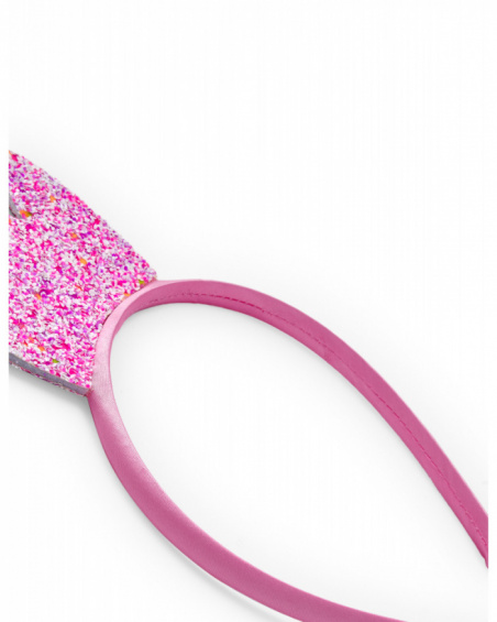 Pink headband for girls with multicolored glitter crown Pink headband for girls with multicolored glitter crown