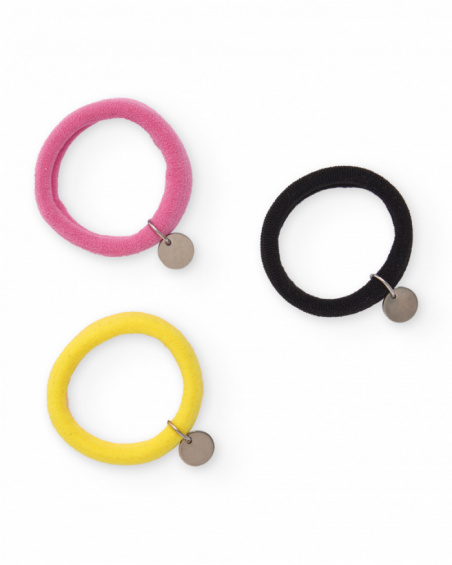 Hair ties for girls in assorted colors with metal charm