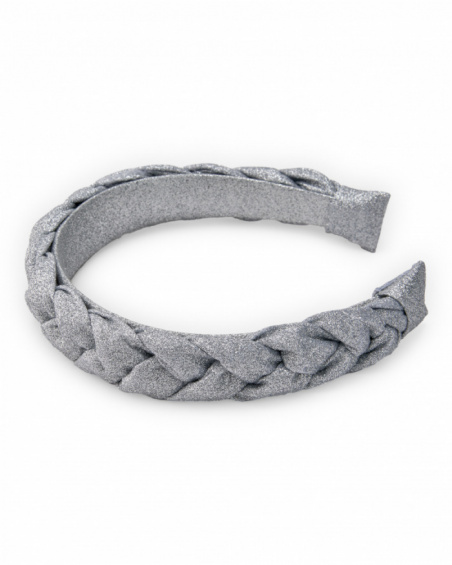 Silver headband for girls with glitter braid Silver headband for girls with glitter braid