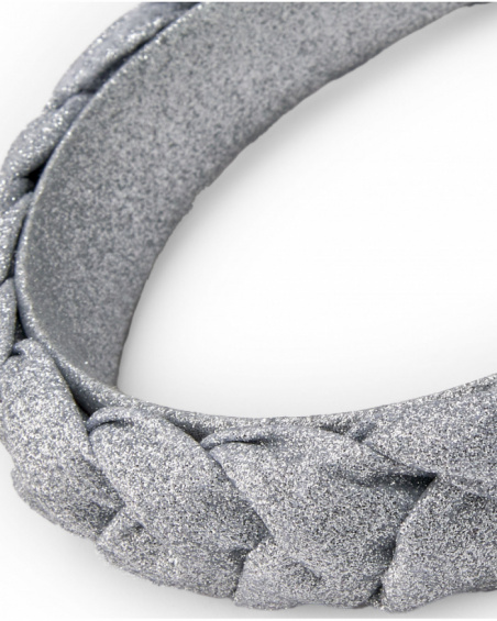 Silver headband for girls with glitter braid Silver headband for girls with glitter braid