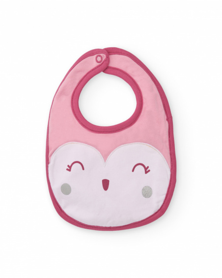 Pack of two bibs for newborn in pink and little animals design