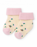 Baby girl socks in cream and pink tones with floral print Baby girl socks in cream and pink tones with floral print