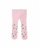 Pink tights for baby girl with floral print Pink tights for baby girl with floral print