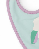 Set of two bibs for newborn with little sheep and flowers print in pastel tones.
