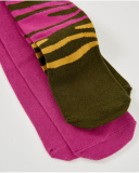 Pack of two girls' tights in fuchsia and green with printed design. Pack of two girls' tights in fuchsia and green with printed design.