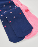 Pack of two tights for girls in navy blue and pink with star details. Pack of two tights for girls in navy blue and pink with star details.