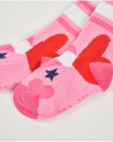 Pack of two pairs of socks for girls in navy blue and pink with star and ice cream motifs. Pack of two pairs of socks for girls in navy blue and pink with star and ice cream motifs.