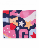 Navy blue neck warmer for girl with star and letter print. Navy blue neck warmer for girl with star and letter print.