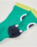 Boys' sock pack in green and blue tones with monster and stripe designs. Boys' sock pack in green and blue tones with monster and stripe designs.