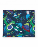 Blue neck warmer for boy with spaceship and planet print. Blue neck warmer for boy with spaceship and planet print.