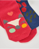 Pack of tights for baby girl in coral and navy with graphic designs Pack of tights for baby girl in coral and navy with graphic designs