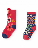 Pack of socks for baby girl in red with floral and geometric patterns Pack of socks for baby girl in red with floral and geometric patterns
