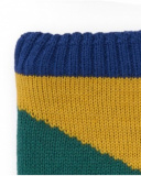 Neck warmer for boy in blue, mustard and green with geometric design Neck warmer for boy in blue, mustard and green with geometric design