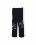 Pack of tights for girl in black with flower and plain green Pack of tights for girl in black with flower and plain green