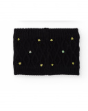 Knitted neck warmer for girl in black with sequins Knitted neck warmer for girl in black with sequins