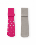 Pack of two girls’ tights in plain grey and floral fuchsia Pack of two girls’ tights in plain grey and floral fuchsia