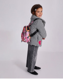 Black gingham padded coat for girls with heart detail Black gingham padded coat for girls with heart detail