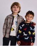 Red sweatshirt for boy with combined dog print | tuc tuc Red sweatshirt for boy with combined dog print | tuc tuc