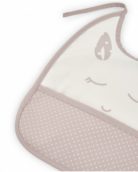 Waterproof bib with face print and crumb-catching pocket