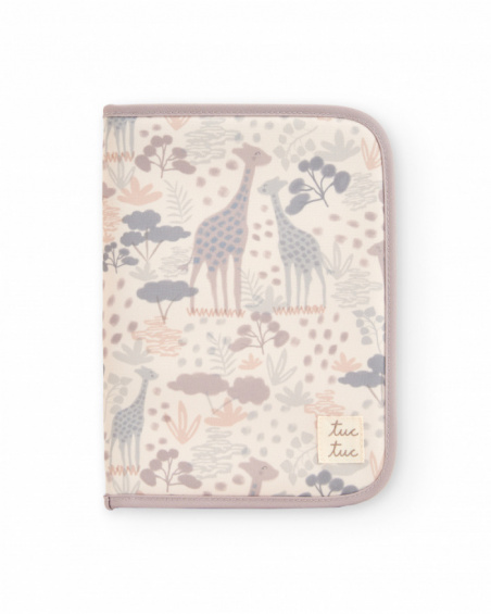 Baby document holder with giraffe print in neutral tones
