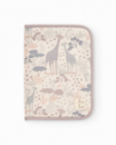 Baby document holder with giraffe print in neutral tones
