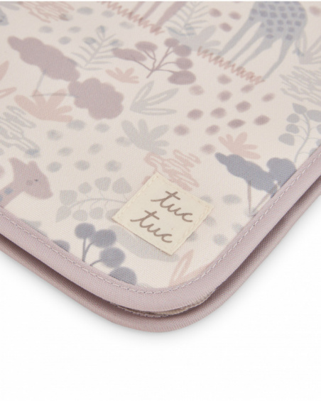 Baby document holder with giraffe print in neutral tones