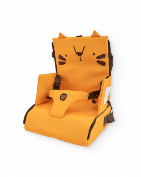 Portable travel highchair with tiger design in orange and brown