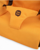 Portable travel highchair with tiger design in orange and brown