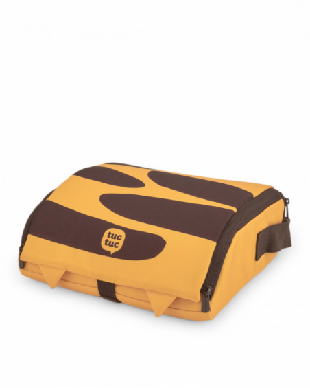 Portable travel highchair with tiger design in orange and brown