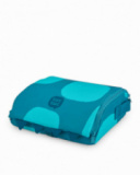 Portable travel highchair with blue dinosaur design