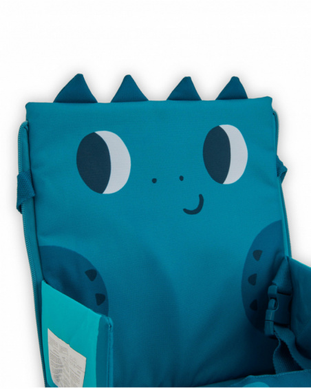 Portable travel highchair with blue dinosaur design