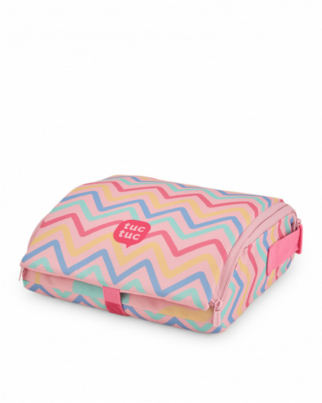 Portable travel highchair with multicolour zigzag design