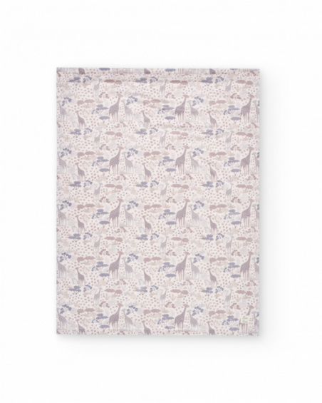 Baby blanket with giraffe print in neutral tones