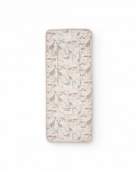 Stroller liner with giraffe print in neutral tones