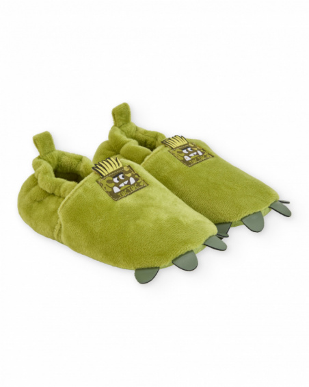 Boys’ green slippers with monster design Boys’ green slippers with monster design