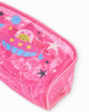 Pink girls’ pencil case with space print Pink girls’ pencil case with space print