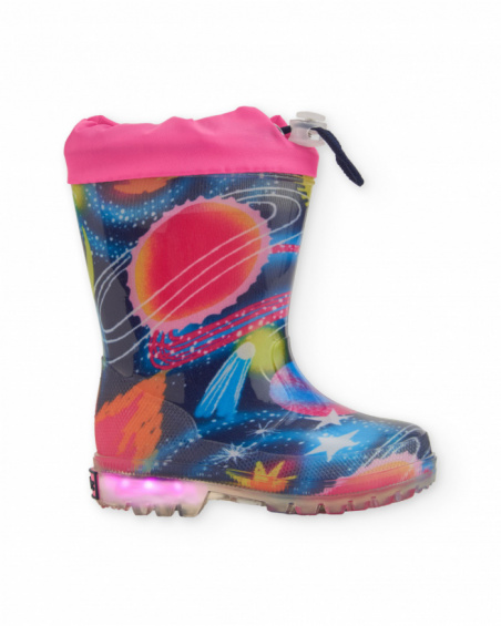 Girls’ rain boots with space print and lights Girls’ rain boots with space print and lights