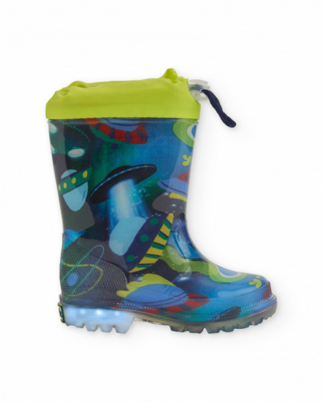 Boys’ rain boots with spaceship print and lights Boys’ rain boots with spaceship print and lights