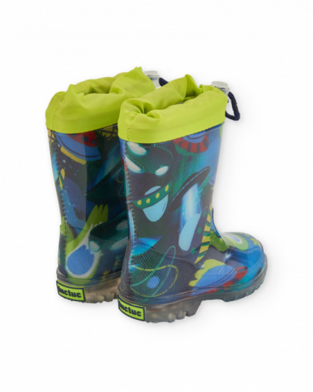 Boys’ rain boots with spaceship print and lights Boys’ rain boots with spaceship print and lights
