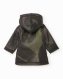 Boys’ raincoat with hood in black and green Boys’ raincoat with hood in black and green