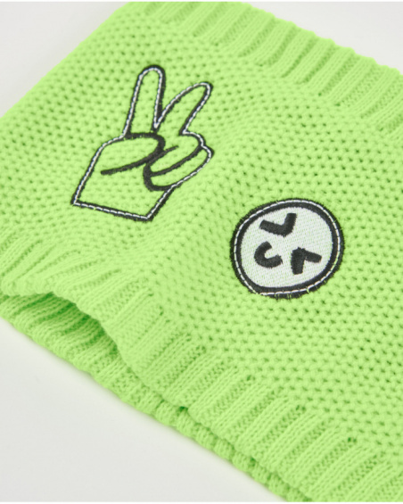 Boys’ green knitted neck warmer with patches Boys’ green knitted neck warmer with patches