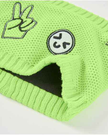 Boys’ green knitted neck warmer with patches Boys’ green knitted neck warmer with patches