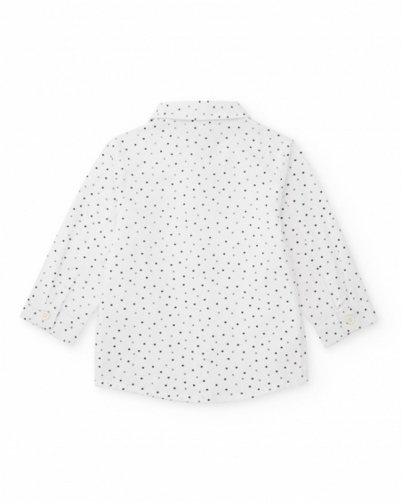 Boys’ white long-sleeve shirt with polka dot print Boys’ white long-sleeve shirt with polka dot print