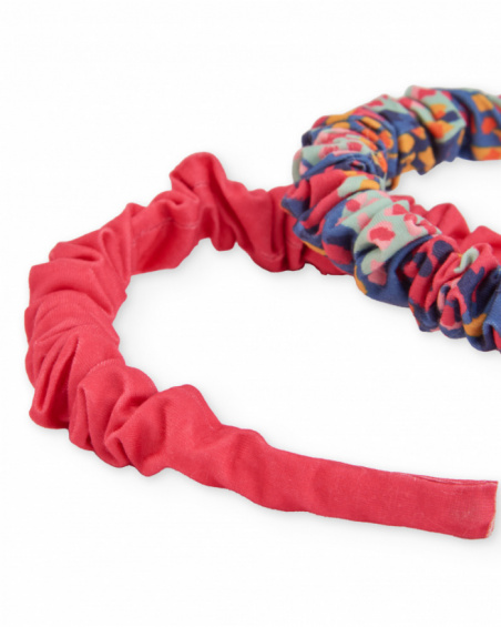 Girls’ headband set in solid red and multicolored print Girls’ headband set in solid red and multicolored print
