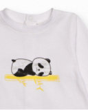 Four-piece baby girl set with panda design, including jackets, t-shirt, and soft cotton pants. Four-piece baby girl set with panda design, including jackets, t-shirt, and soft cotton pants.