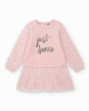 Girls’ pink tulle dress with glitter slogan Girls’ pink tulle dress with glitter slogan